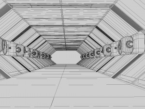 sci fi corridor white low-poly Modello 3D