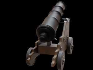 old naval cannon war low-poly 3D मॉडल