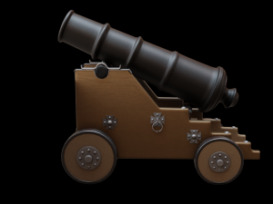 old naval cannon war low-poly 3D मॉडल