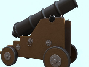 old naval cannon war low-poly 3D मॉडल
