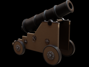 old naval cannon war low-poly 3D मॉडल