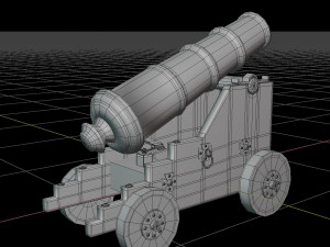 old naval cannon war low-poly 3D मॉडल