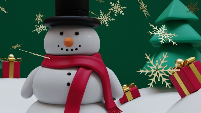 snowman- trees- gift set low-poly Model 3D .c4d .max .obj .3ds .fbx .stl .blend 