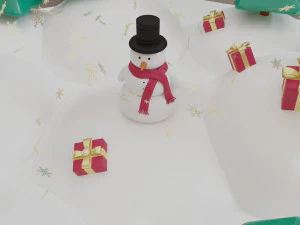 snowman- trees- gift set low-poly 3D Model