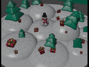 snowman- trees- gift set low-poly Model 3D