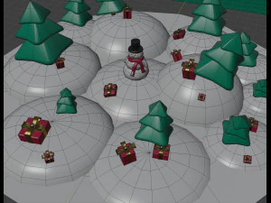 snowman- trees- gift set low-poly 3D Model