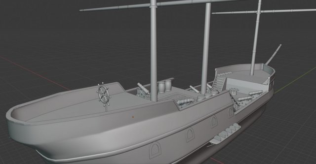 galleon battleship low-poly 3D Model .c4d .max .obj .3ds .fbx .stl .blend 