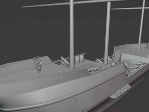 galleon battleship low-poly 3D मॉडल