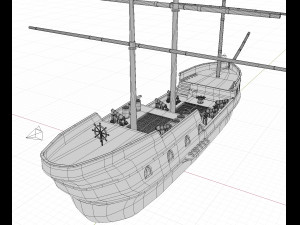 galleon battleship low-poly 3D Model