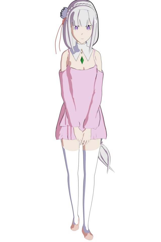 Re zero emilia anime girl low-poly 3D 모델 .c4d .max .obj .3ds .fbx .stl .blend 