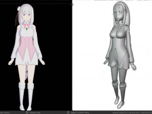 re zero-emilia-rig- anime girl 3D Model