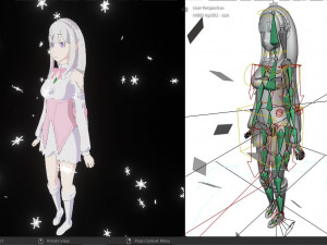 re zero-emilia-rig- anime girl 3D Model