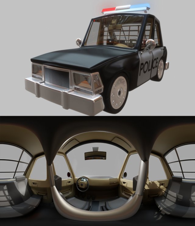 cartoon police car 3D Model .c4d .max .obj .3ds .fbx .stl .blend 