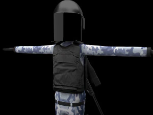 만화 경찰 폭동 장교 3D 모델