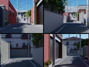 Rua de anime Modelo 3D
