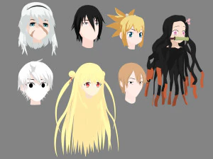 Cabelo de anime Modelo 3D