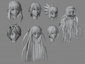 Anime hair 3D 模型