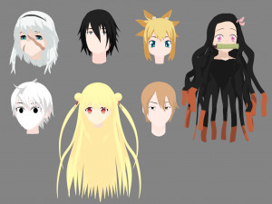 Anime hair 3D 模型