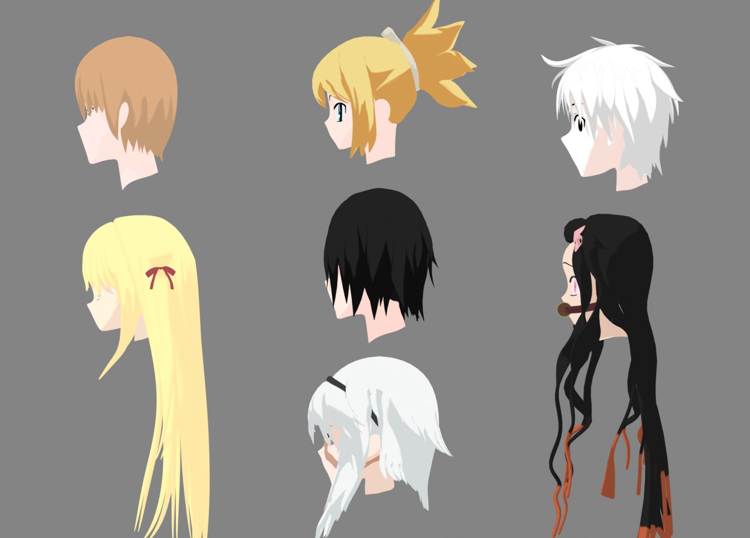 Anime hair 3D Model in Anatomy 3DExport