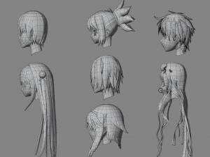 Anime hair 3D 模型