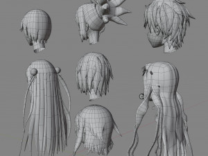 Anime hair 3D 模型