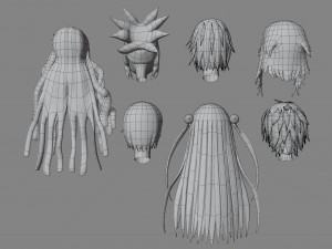 Anime hair 3D 模型