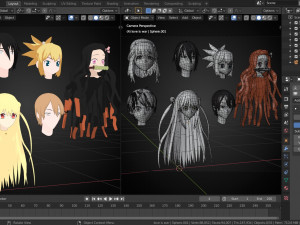 Anime hair 3D 模型