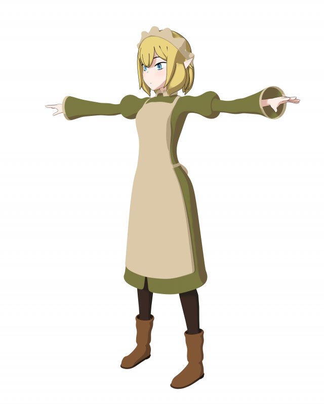 elf waitress - danmachi - ryuu 3D Model .c4d .max .obj .3ds .fbx .stl .blend 