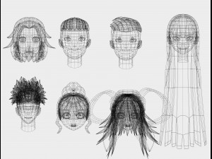 anime hair Model 3D