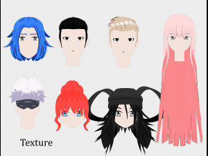 anime hair Model 3D