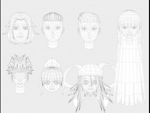 anime hair Model 3D