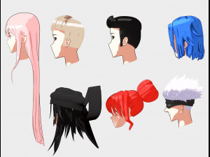 anime hair Model 3D