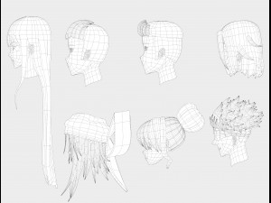 anime hair Model 3D
