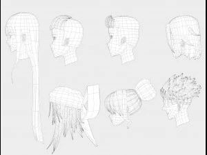 anime hair 3D Model