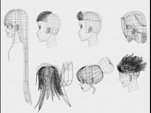 anime hair Model 3D