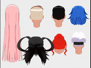 anime hair Model 3D