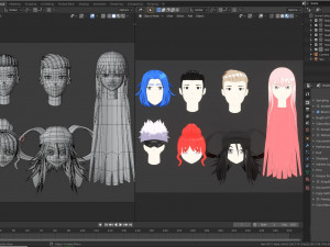 anime hair Model 3D