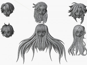 anime hair 3D 模型