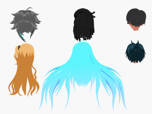 anime hair 3D 模型