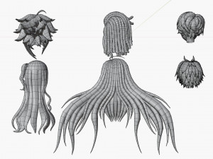 anime hair 3D 模型