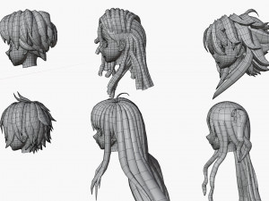 anime hair 3D 模型