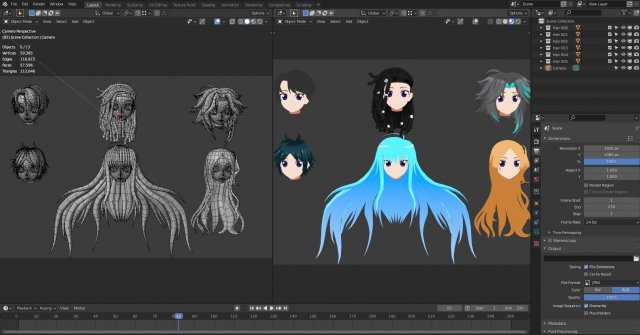 Anime Hair 3d Model In Cartoon 3dexport 0942