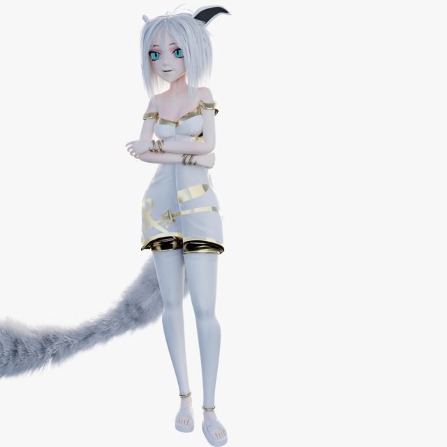 Fox girl cartoon 3D 모델 .c4d .max .obj .3ds .fbx .stl .blend 