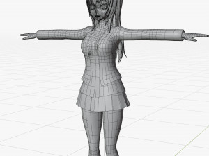Anime - School Uniform - Girl 3Dモデル