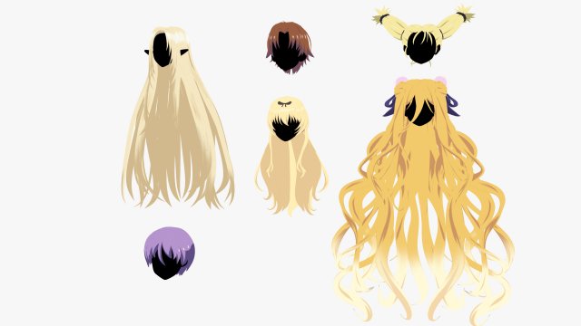 Anime hair 3D Model in Anatomy 3DExport