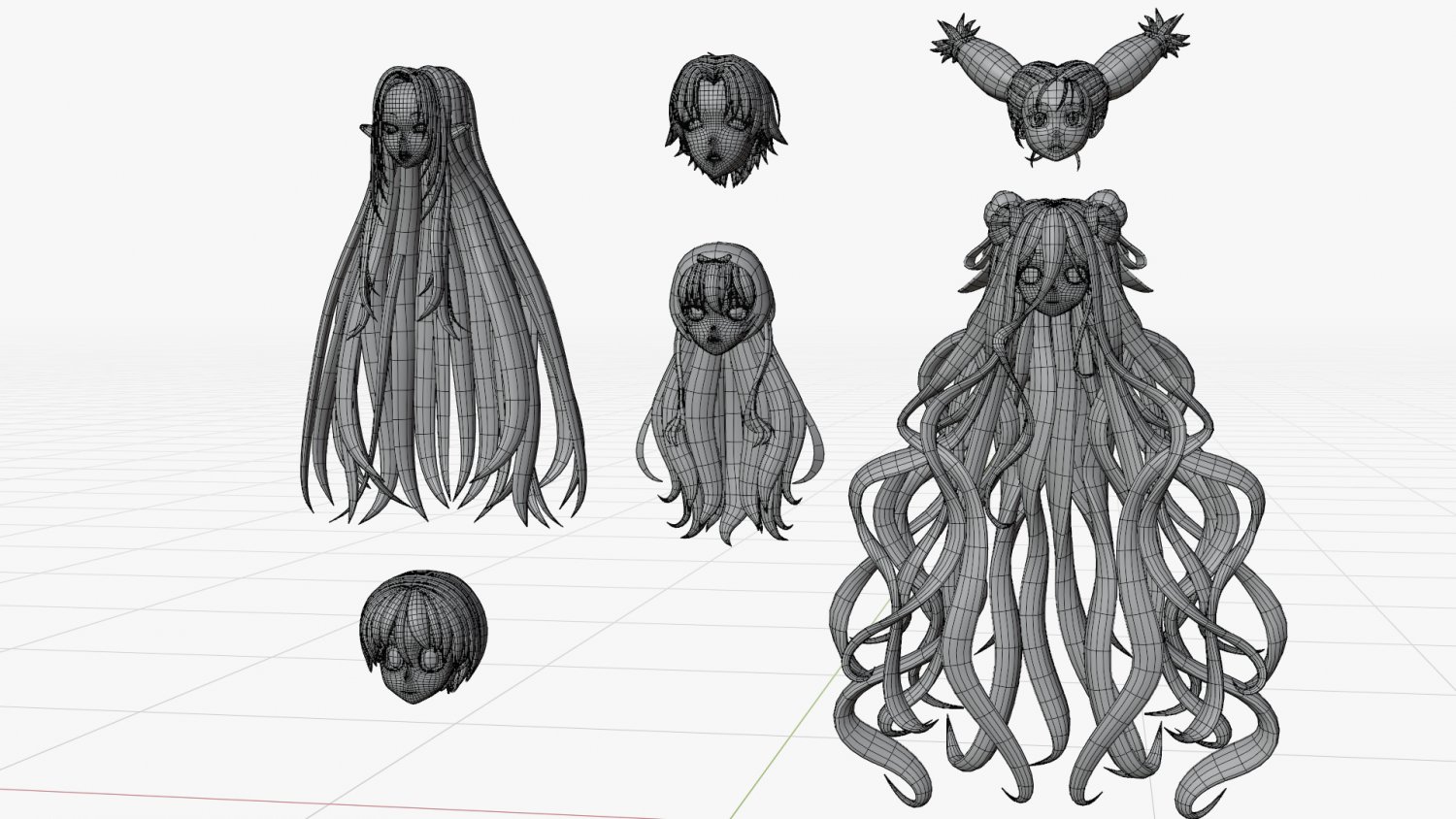 Anime hair 3D Model in Anatomy 3DExport