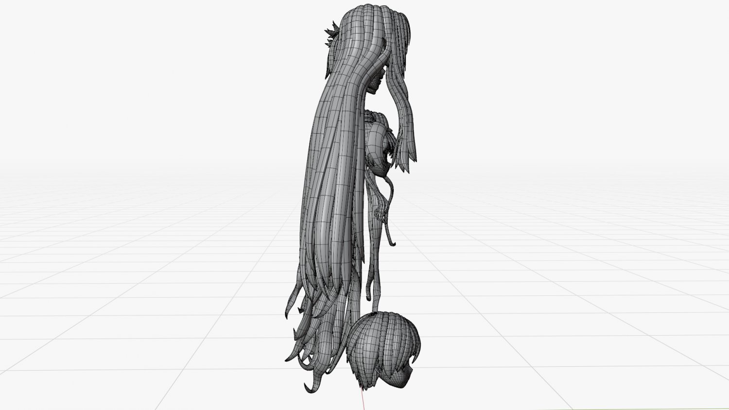 Anime hair 3D Model in Anatomy 3DExport