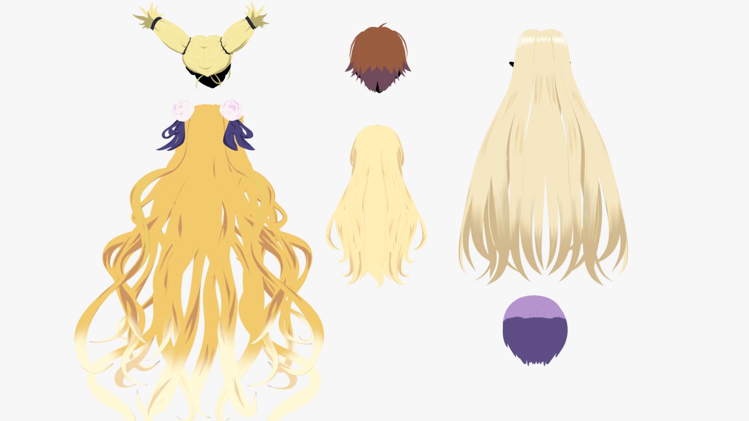 Coleção de cabelo de anime dos desenhos animados Modelo 3D $8 - .unknown  .max .obj - Free3D
