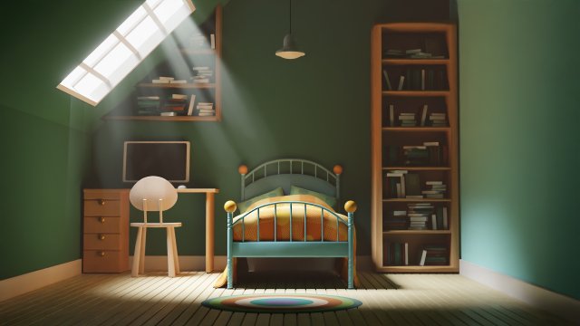 CARTOON BEDROOM 002 3D Model .c4d .max .obj .3ds .fbx .stl .blend 