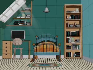 CARTOON BEDROOM 002 3D Model